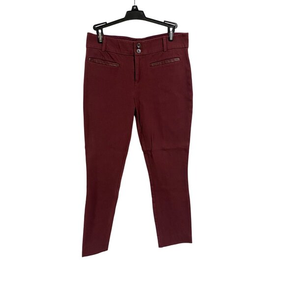 Anthropologie The Essential Slim Pant Burgundy Women's Size 4 - Picture 1 of 7